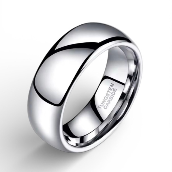 Classic Silver Tungsten Carbide Ring - 2mm, 4mm, 6mm, 8mm Wedding Band