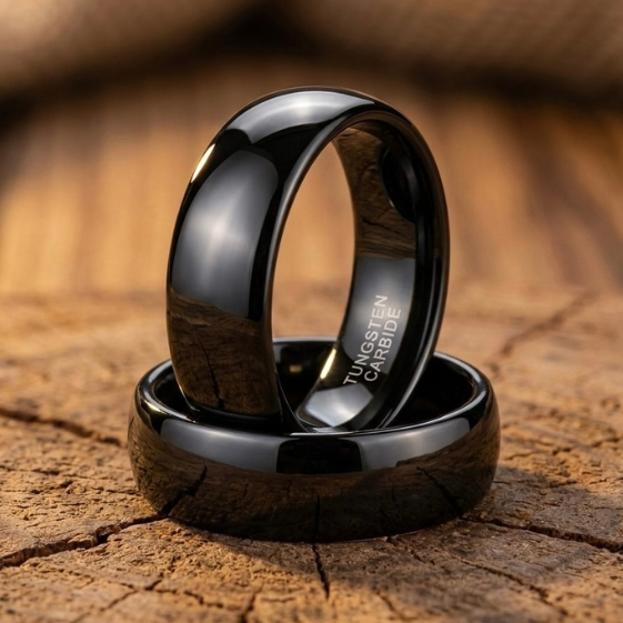 Scratch-Resistant Black Tungsten Band: Comfort Fit 2mm, 4mm, 6mm, 8mm