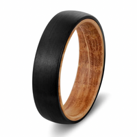6mm Black Tungsten Whiskey Barrel Wood Promise Ring