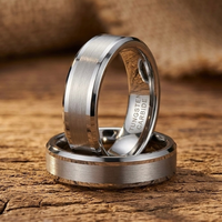 Polished Beveled Edges Tungsten Carbide Ring Men & Women Wedding Band Brushed Center & Comfort Fit