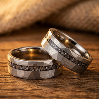 Tungsten Meteorite Ring – Hammered Finish Wedding Band for Men & Women | Comfort | Men Promise Ring | Engagement Band