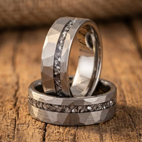 Tungsten Meteorite Ring – Hammered Finish Wedding Band for Men & Women | Comfort | Men Promise Ring | Engagement Band