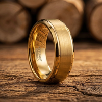 Gold Brushed Tungsten Carbide Wedding Band - Comfort Fit - 6mm & 8mm