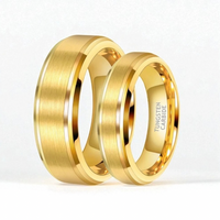 Gold Brushed Tungsten Carbide Wedding Band - Comfort Fit - 6mm & 8mm