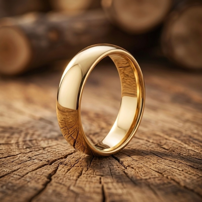 Gold Tungsten Carbide Wedding Band - 2mm 4mm 6mm 8mm Comfort Fit Ring