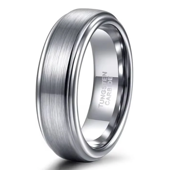 Brushed Tungsten Carbide Ring 6mm & 8mm Comfort Fit Wedding Band Matte Finish Pipe Cut Style