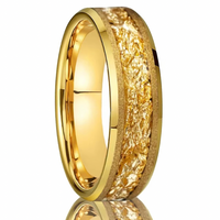 Gold Wedding Band Ring 6mm 8mm – Foil Inlay Textured Hammered Gold Ring Mens Womens Anniversary Ring