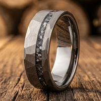 Tungsten Meteorite Ring – Hammered Finish Wedding Band for Men & Women | Comfort | Men Promise Ring | Engagement Band