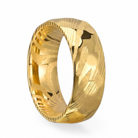 Gold Damascus Steel Ring – Unique Pattern Wedding Band for Men & Women, Handmade Luxury Ring, Anniversary Gift
