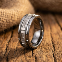 Silver Tungsten Wedding Band with Cubic Zirconia Inlay Brushed & Polished Tungsten Carbide Ring for Men – Scratch Resistant Comfort Fit