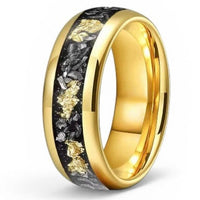 Men’s Gold Leaf & Black Onyx Wedding Band – Textured Yellow Gold Ring – Luxury Comfort Fit Statement Band