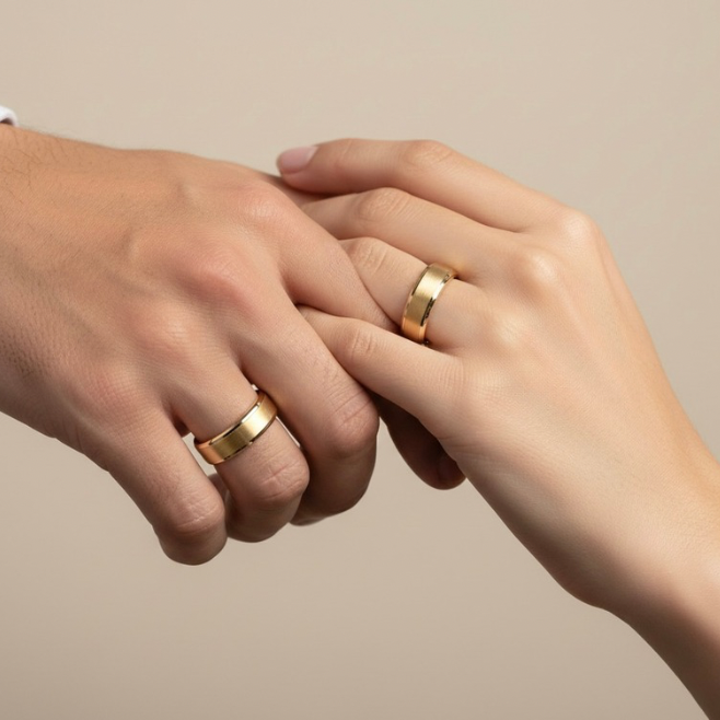 Gold Brushed Tungsten Carbide Wedding Band - Comfort Fit - 6mm & 8mm