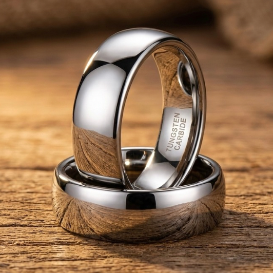 Classic Silver Tungsten Carbide Ring - 2mm, 4mm, 6mm, 8mm Wedding Band