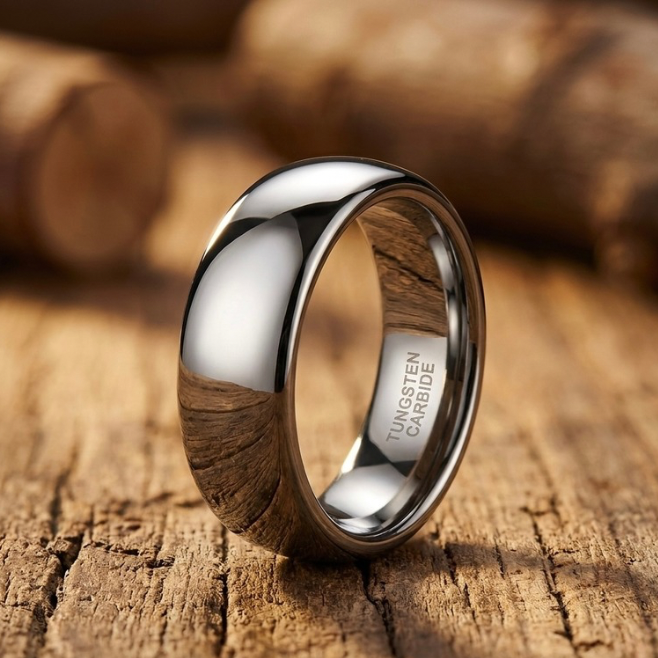 Classic Silver Tungsten Carbide Ring - 2mm, 4mm, 6mm, 8mm Wedding Band