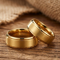 Gold Brushed Tungsten Carbide Wedding Band - Comfort Fit - 6mm & 8mm